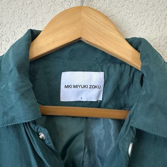 MKI MIYUKI ZOKU Overshirt Jacket Men L Teal Lined Snap Button Shacket Minimalist - Picture 7 of 10
